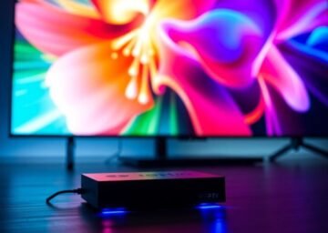 Boitier IPTV moderne et élégant connecté à une télévision. thumbnail